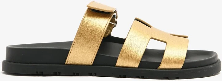 Chypre Sandals in Dore Metallic Grained Goatskin