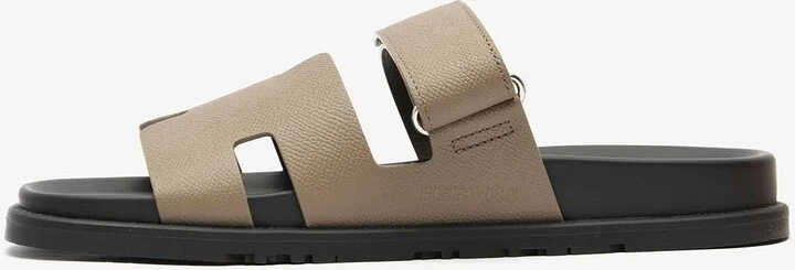 Chypre Sandals in Etoupe Epsom Leather - Image 3