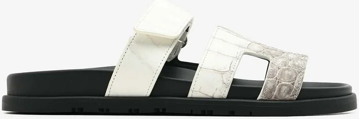 Chypre Sandals in Himalaya Blanc Niloticus Crocodile