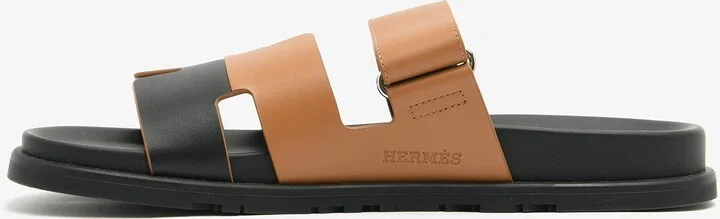 Chypre Sandals in Naturel and Black Calfskin - Image 2