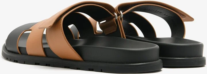 Chypre Sandals in Naturel and Black Calfskin - Image 3