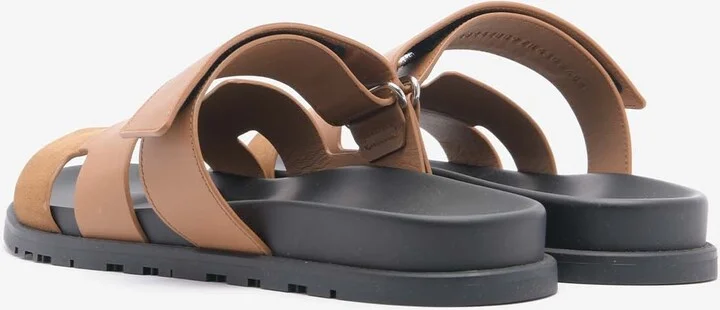 Chypre Sandals in Naturel Calfskin and Brun Suede - Image 3