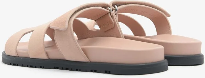 Chypre Sandals in Nude Suede - Image 2