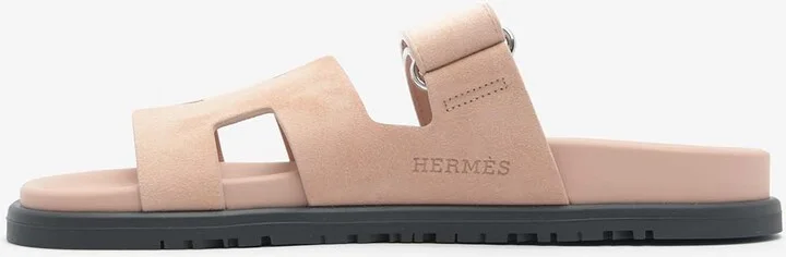 Chypre Sandals in Nude Suede - Image 3