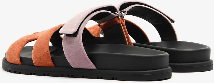 Chypre Sandals in Orange Canyon and Bruyere Velvet - Image 2