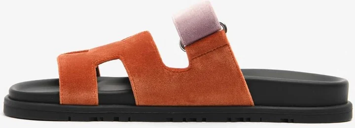 Chypre Sandals in Orange Canyon and Bruyere Velvet - Image 3