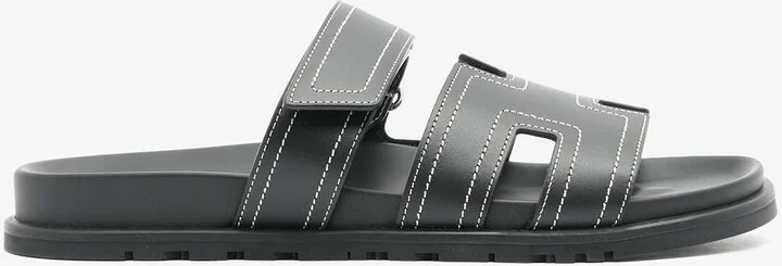 Chypre Techno Sandals in Black Calfskin