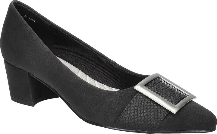 CIDER Womens Faux Leather Slip On Block Heels