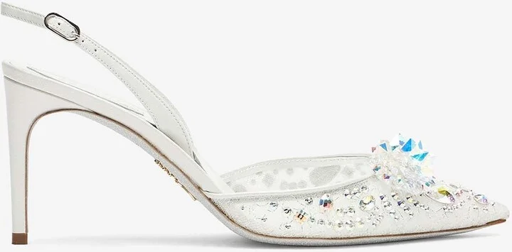 Cinderella 80 Crystal Flower Slingback Pumps
