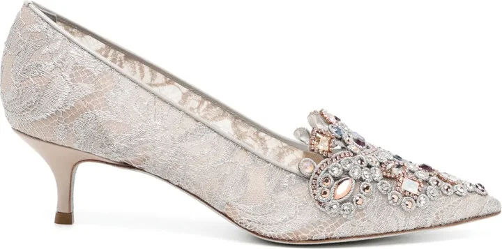 Cinderella crystal kitten-heel pumps