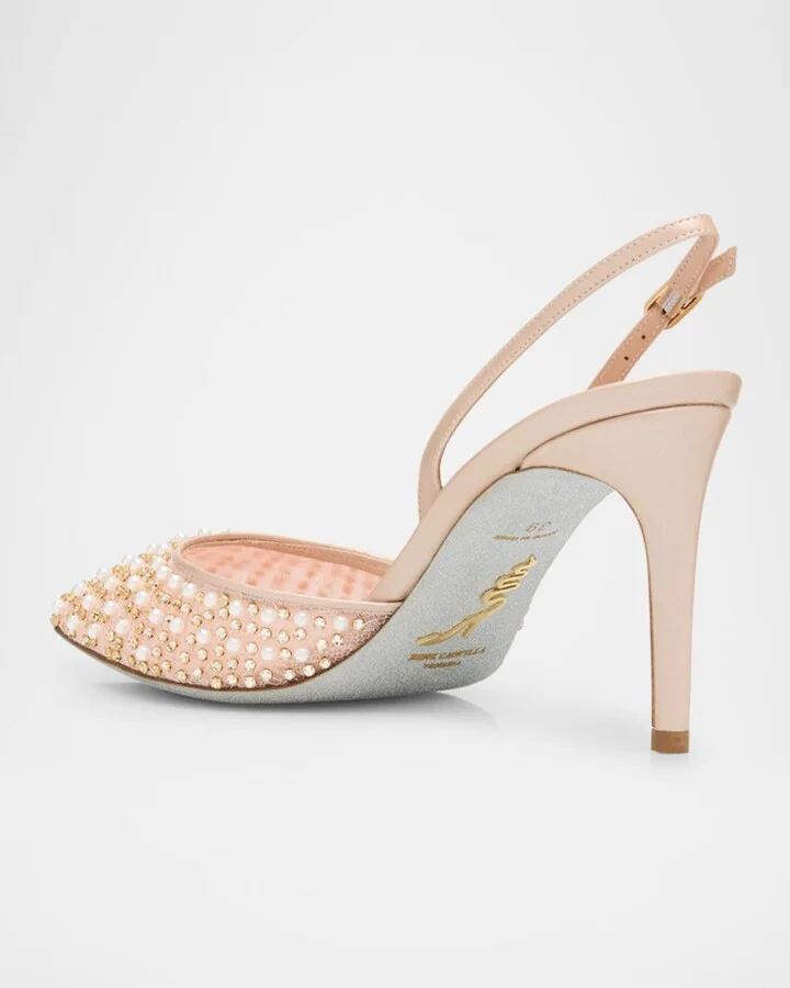 Cinderella Embellished Mesh Slingback Pumps - Image 2