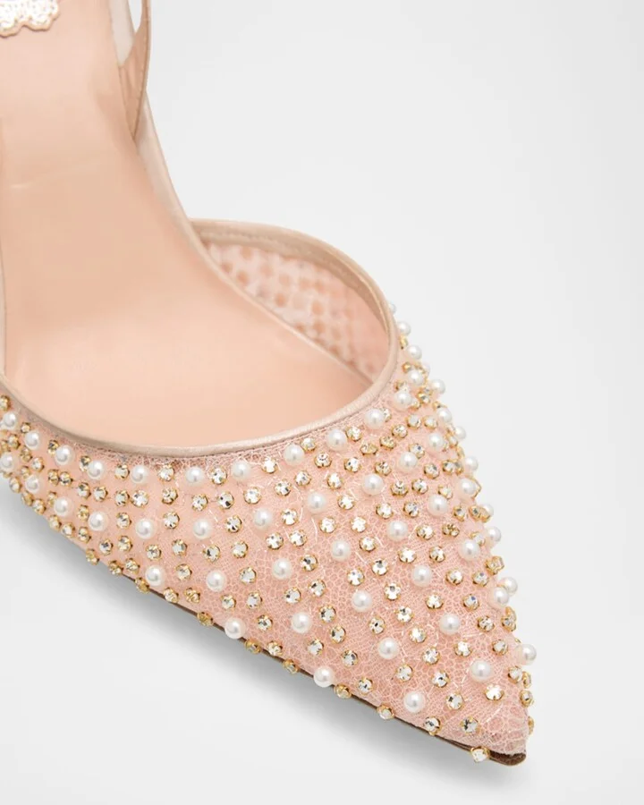 Cinderella Embellished Mesh Slingback Pumps - Image 4