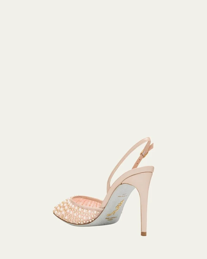 Cinderella Embellished Mesh Slingback Pumps - Image 3