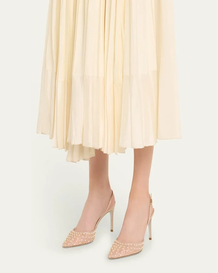 Cinderella Embellished Mesh Slingback Pumps - Image 9