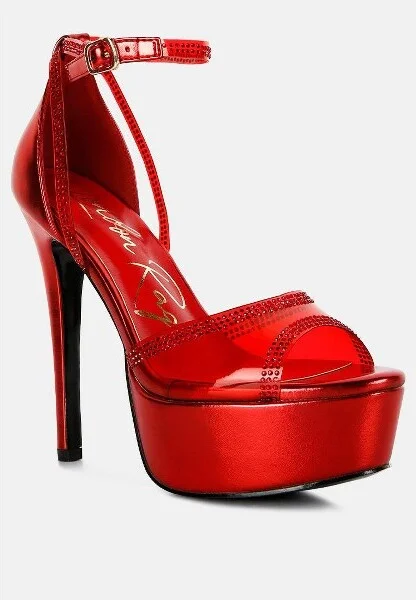 Cinderella Rhinestones Embellished Stiletto Platform Sandals Women - Image 3