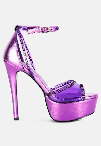 Cinderella Rhinestones Embellished Stiletto Platform Sandals Women