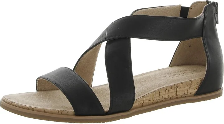 Cindi Womens Faux Leather Strappy Wedge Sandals