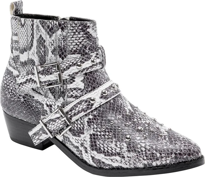 Cindy Womens Snake Print Studded Booties