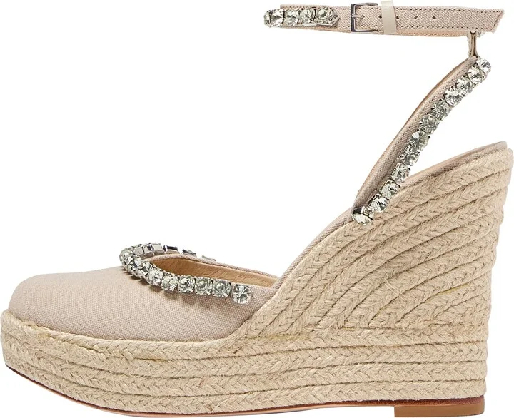 Cinq a Sept Women's JEANNE CRYSTAL LINEN ESPADRILLE WEDGES