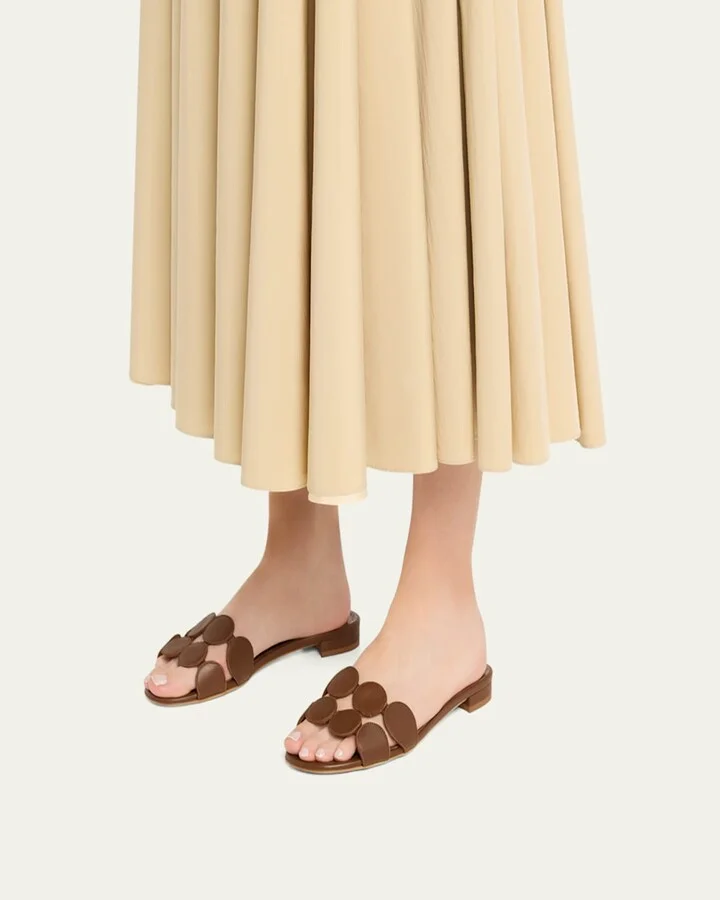 Circle-Cut Leather Flat Slide Sandals - Image 3