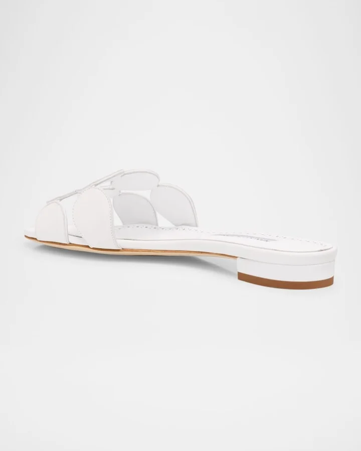 Circle-Cut Leather Flat Slide Sandals - Image 5