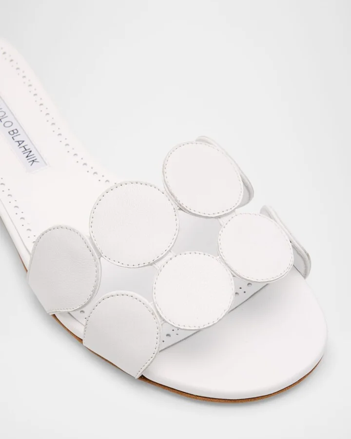 Circle-Cut Leather Flat Slide Sandals - Image 6
