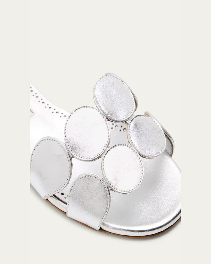 Circle-Cut Metallic Flat Slide Sandals - Image 7