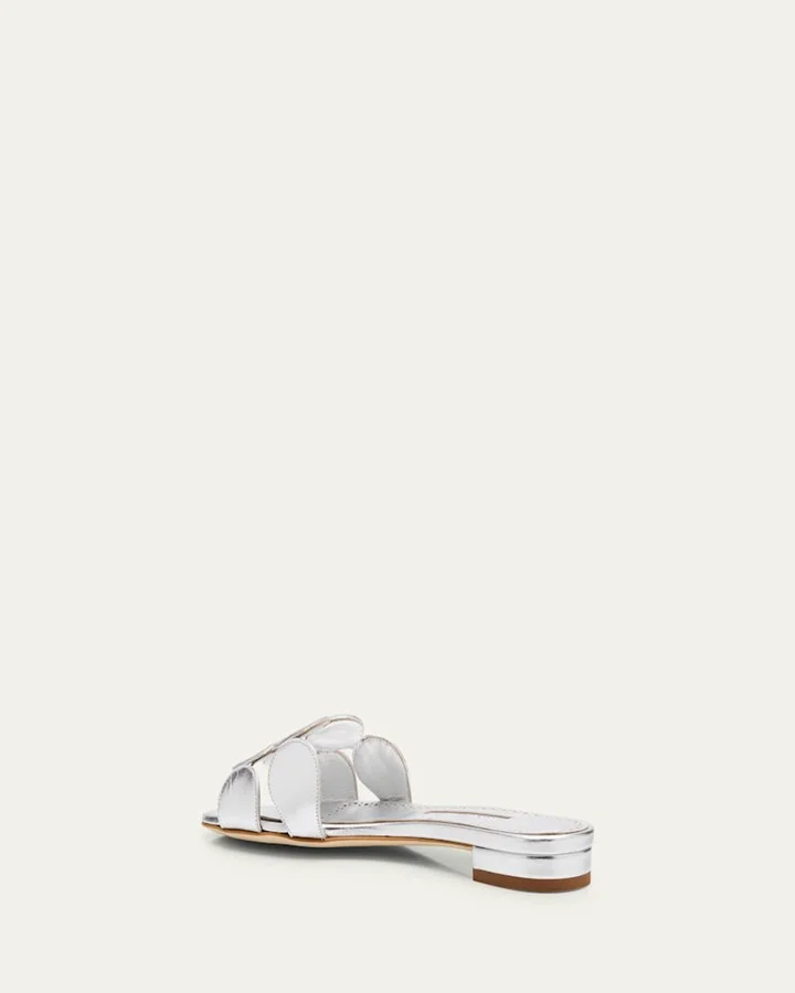 Circle-Cut Metallic Flat Slide Sandals - Image 10