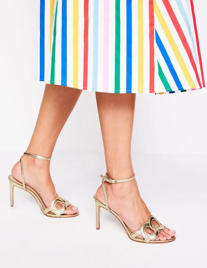 Circle Detail Heeled Sandal, Gold - Image 2