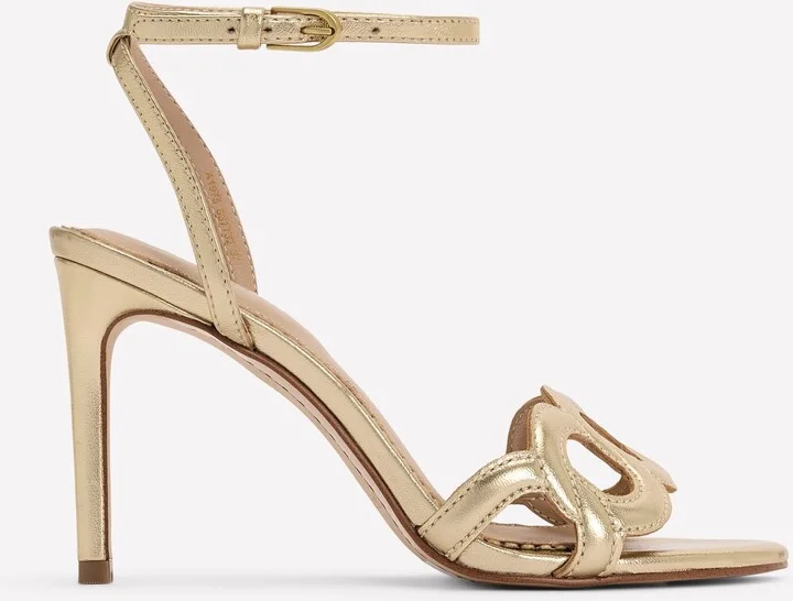 Circle Detail Heeled Sandal, Gold