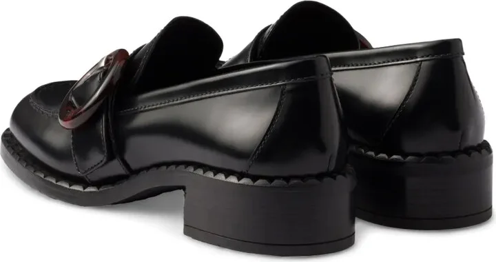 Circular-Buckle Leather Loafers - Image 3