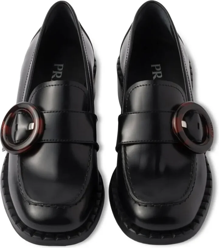 Circular-Buckle Leather Loafers - Image 4