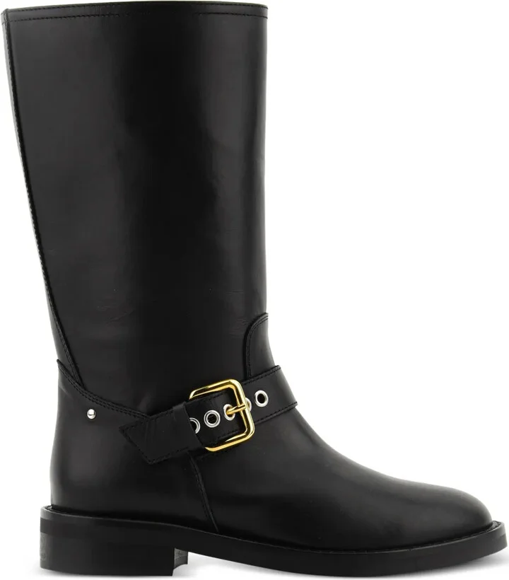 City buckle-fastening leather boots