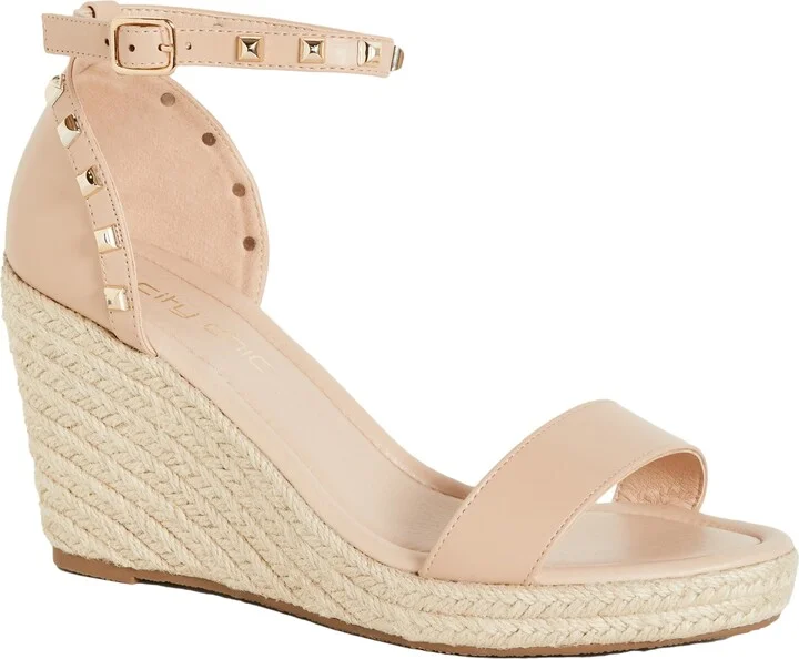 City Chic Women's Electric Gold Stud Hardware Wedge Sandal