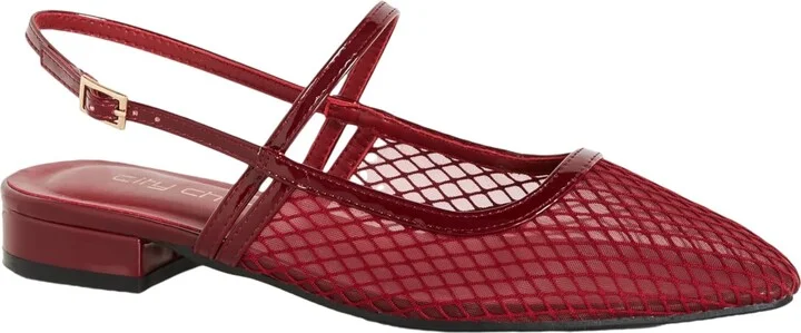City Chic Women's Flat-Wide FIT Lily Mesh Ballet