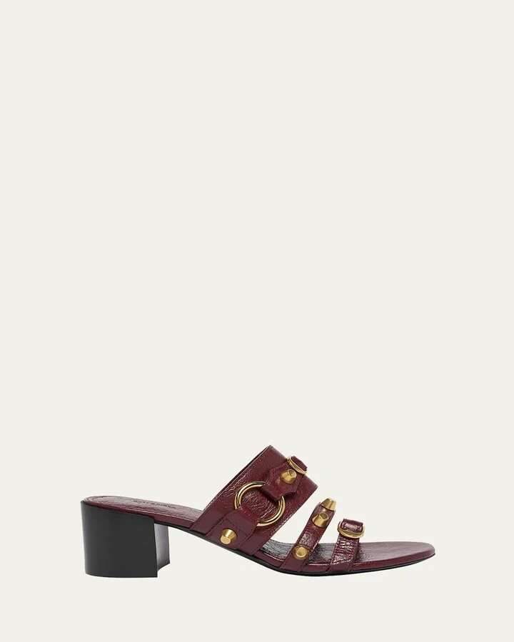 City Leather Block-Heel Sandals