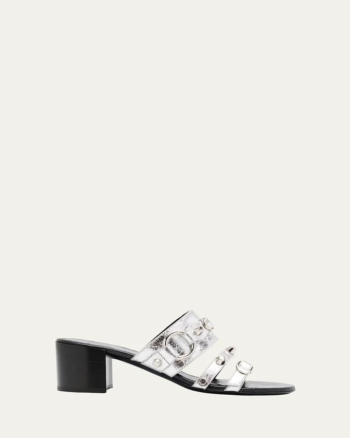 City Leather Block-Heel Sandals