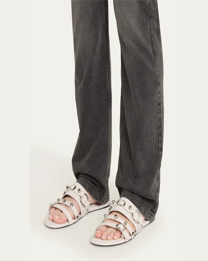 City Leather Triple-Band Slide Sandals - Image 3