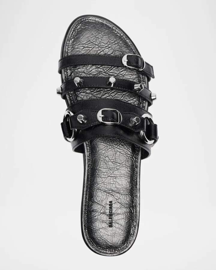 City Leather Triple-Band Slide Sandals - Image 5