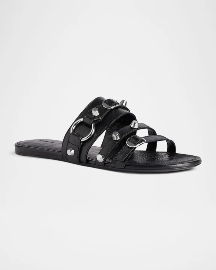 City Leather Triple-Band Slide Sandals - Image 7