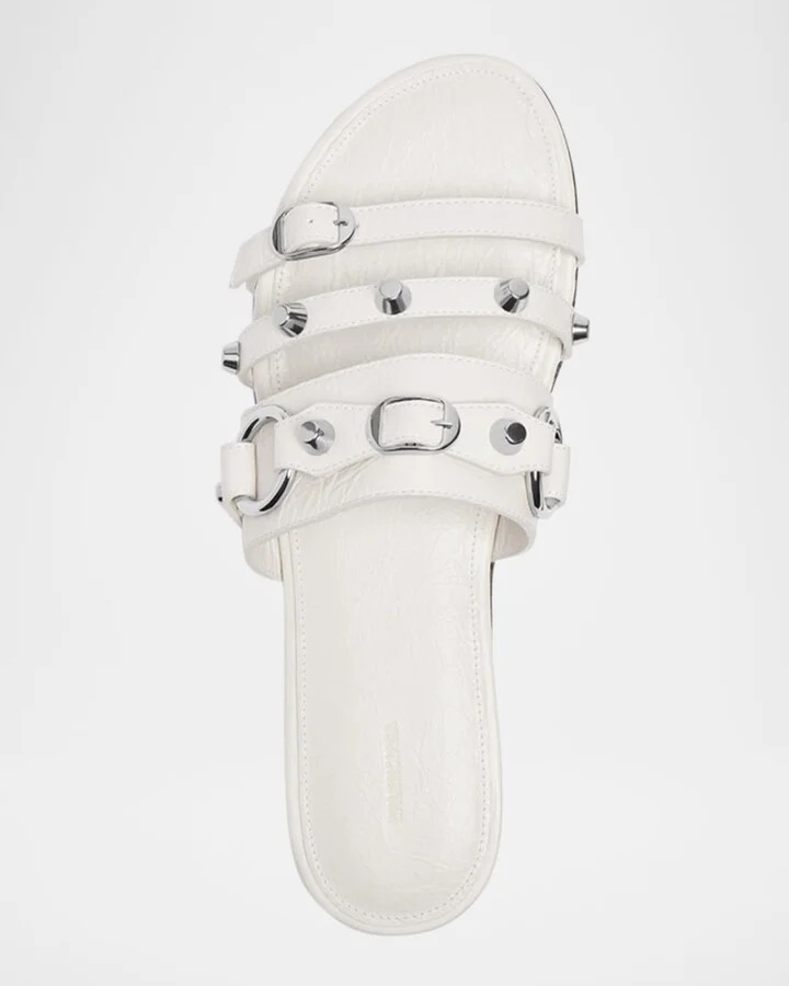 City Leather Triple-Band Slide Sandals - Image 9