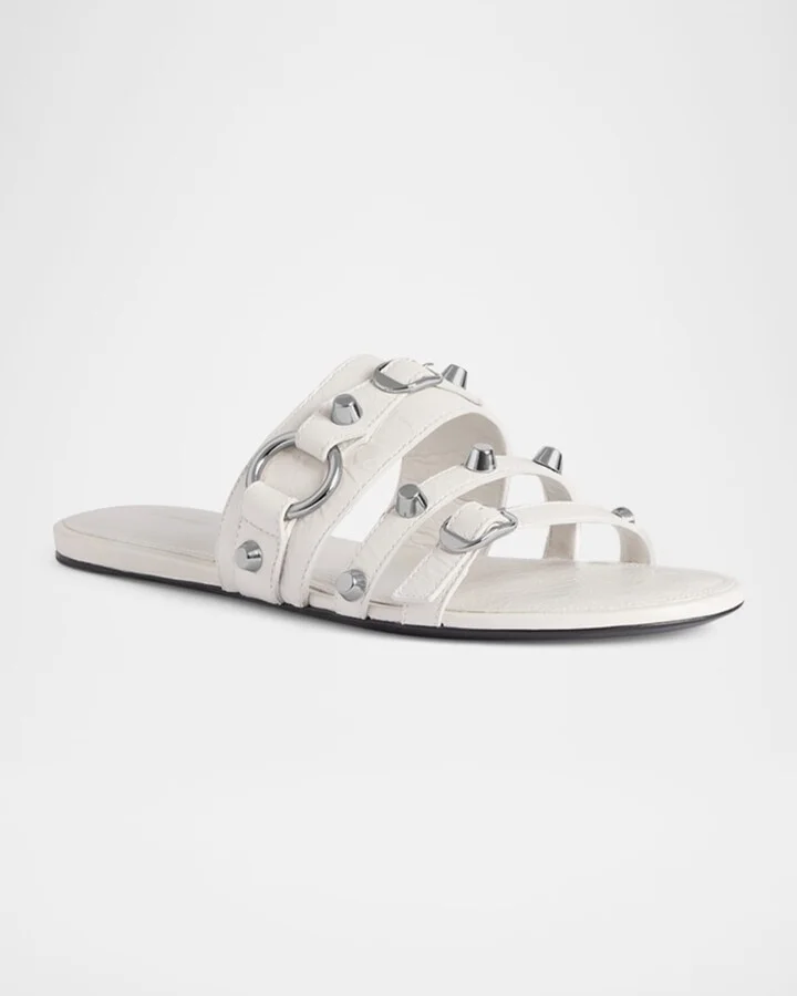 City Leather Triple-Band Slide Sandals - Image 11