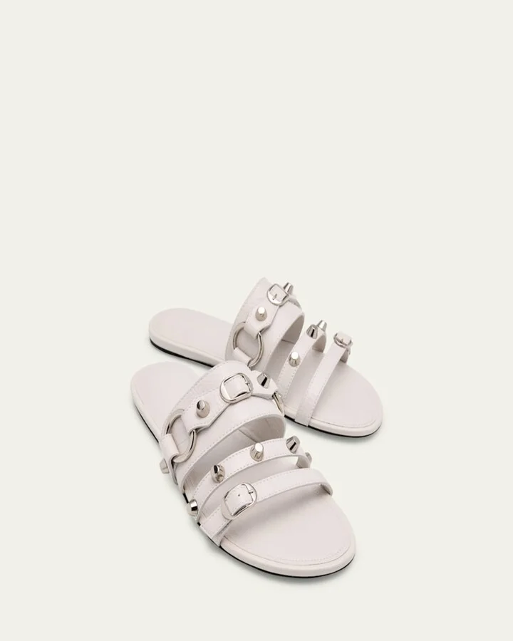 City Leather Triple-Band Slide Sandals - Image 3