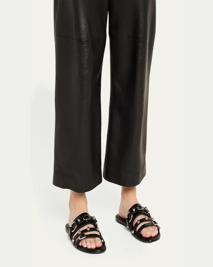 City Leather Triple-Band Slide Sandals - Image 4