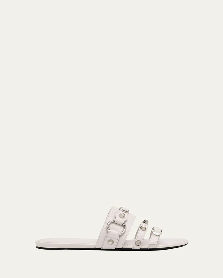 City Leather Triple-Band Slide Sandals