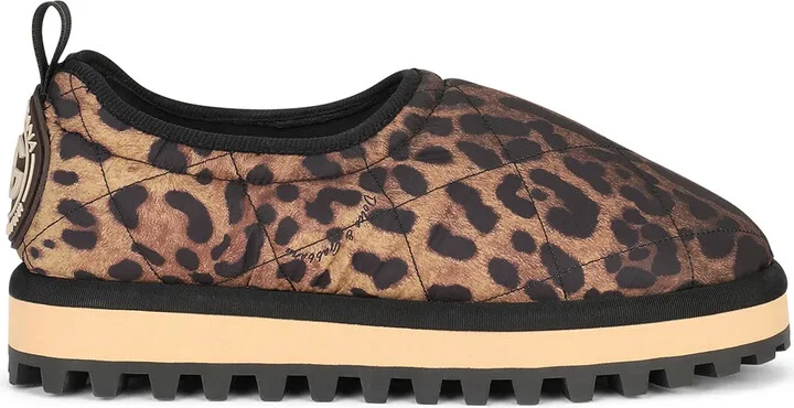 City leopard-print slip-on shoes