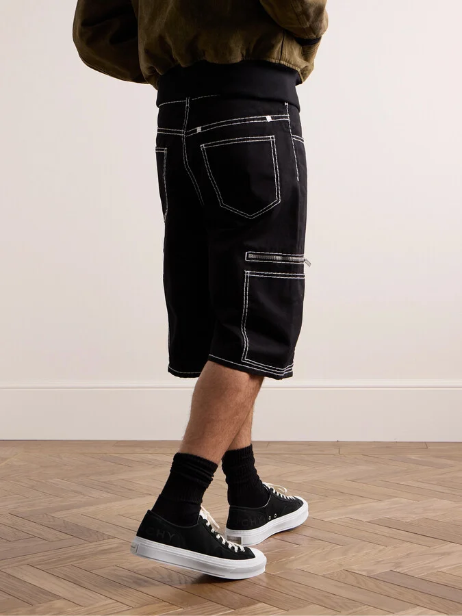 City Logo-Debossed Leather and Suede-Trimmed Canvas Sneakers - Image 2
