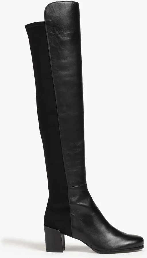City microstretch and leather over-the-knee boots
