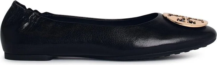 'claire' Black Shiny Leather Ballet Flats