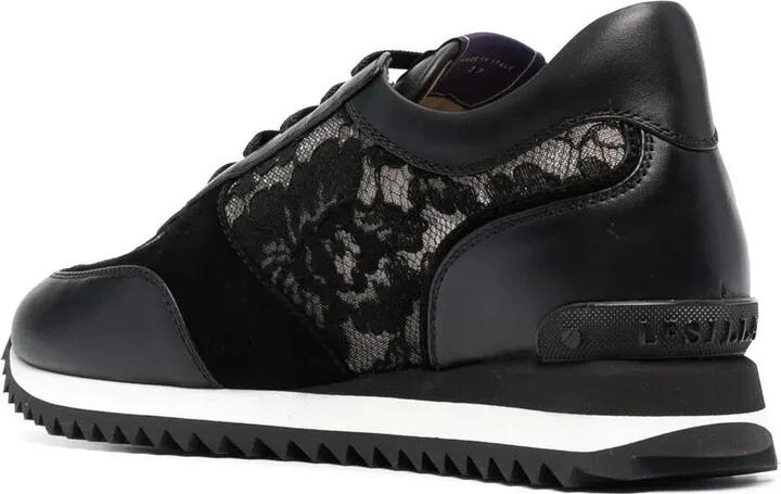 Claire lace-embellished leather sneakers - Image 3